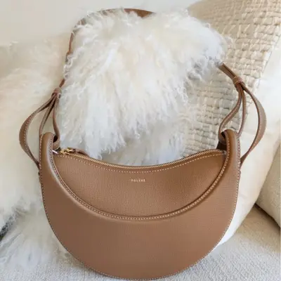 Polene Tonca Mondsichel-Tasche aus echtem Leder, Damen-Umhängetasche zum Pendeln