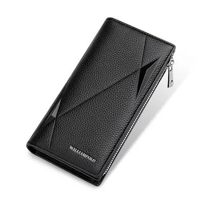 Men's Genuine Leather Long Wallet, Zipper, 19 Card Slots - 9