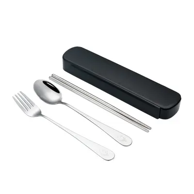 Yemek takımı seti, tam set paslanmaz çelik kaşık ve yemek çubukları, taşınabilir yemek takımı seti, yemek çubukları ve kaşıklar, üç parçalı bıçak ve çatal seti