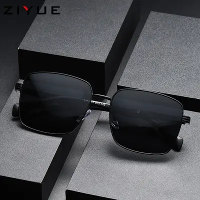 Men's Polarized Sunglasses with Metal Square Frame for Driving - 1