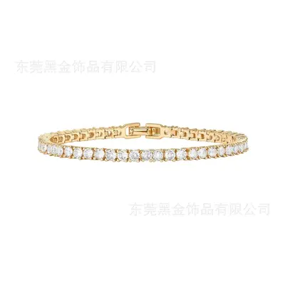 18K Full Diamond Single Row Tennis Bracelet for Men and Women - 7