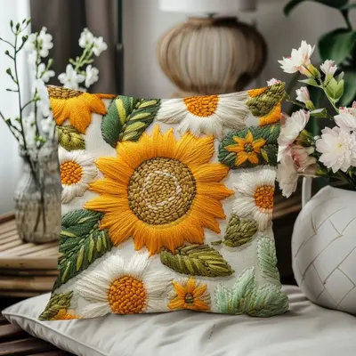 Ayçiçeği temalı Amazon sınır ötesi retro yastık kılıfı, özelleştirilmiş dört parçalı ilkbahar ve yaz yastık kılıfı setini destekler. - 9