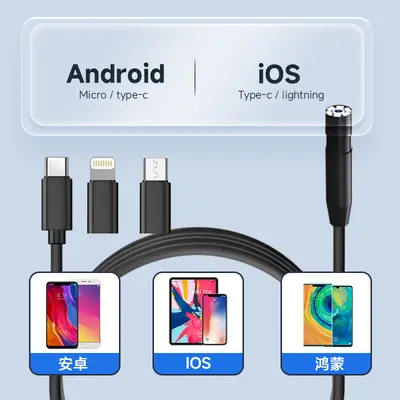 Fabrika toptan satış 3'ü 1 arada HD Android Apple IOS doğrudan bağlantı endüstriyel endoskop 8mm karbon yığılması tespit kamerası - 3