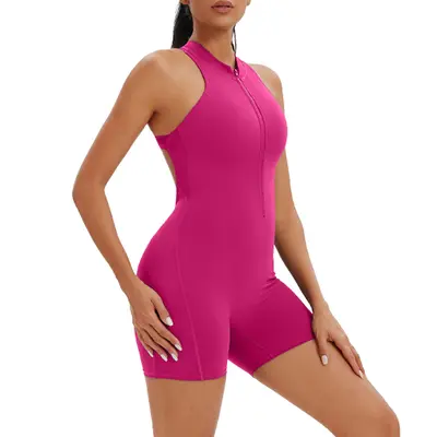 Profesyonel Spor Yoga Tulum Fermuar Nefes Alabilen Kız Arkası - 9