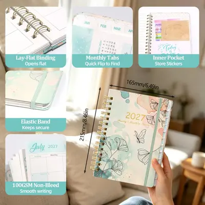 2027 Planner Notebook, A5, Spiral Bound