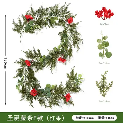 Christmas Garland Party Decoration, 2 m Artificial Pine Needle Greenery - 7