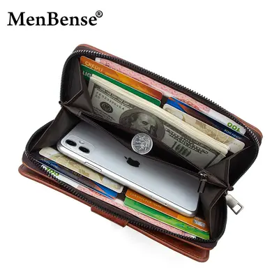 Men's Long Wallet with Clasp Clutch, Large Capacity, Multi-Card Slots - 4