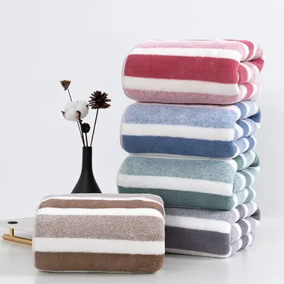 Üretici toptan mercan kadife geniş kenarlı büyük havlu banyo havlusu seti yumuşak ve hassas banyo bakım ev havlusu