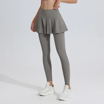Kadın Yoga Pantolonu, Sahte İki Parça Görünüm, Cepli, Yüksek Bel - 7