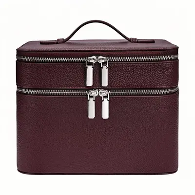 Double-Layer PU Leather Large-Capacity Makeup Bag, Portable - 8