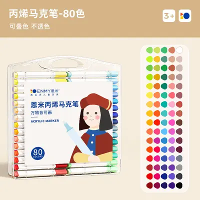 Enmi Acrylic Marker Pen Set, Opaque Stackable Water-Based, for Kids and Students - 12