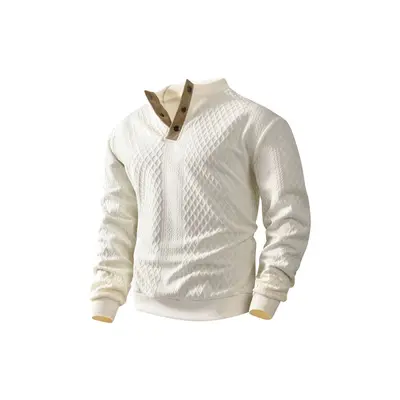 Men's Long Sleeve Sweatshirt, Half Stand Collar, Color Block, Loose Fit