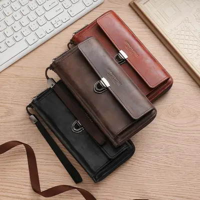 Men's Long Wallet, Casual, Large Capacity, Phone Compartment - 5