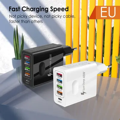 Sınır ötesi yeni ürün çoklu portlu USB şarj cihazı 5V2A Avrupa tipi-C çok fonksiyonlu hızlı şarj cep telefonu PD şarj başlığı - 7
