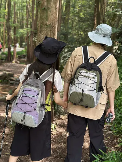 Large-Capacity Color-Block Backpack for Hiking and School - 4