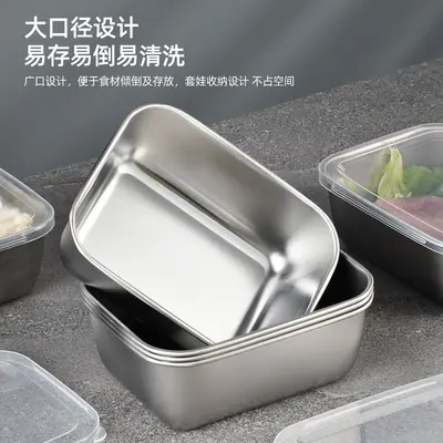 Behälter für Gemüse aus Edelstahl mit Deckel, Lebensmittelqualität, versiegelte Box für Rohkost und Marinaden, Kühlschrank-Lagerbehälter, Obst-Lunchbox-Verpackung - 8