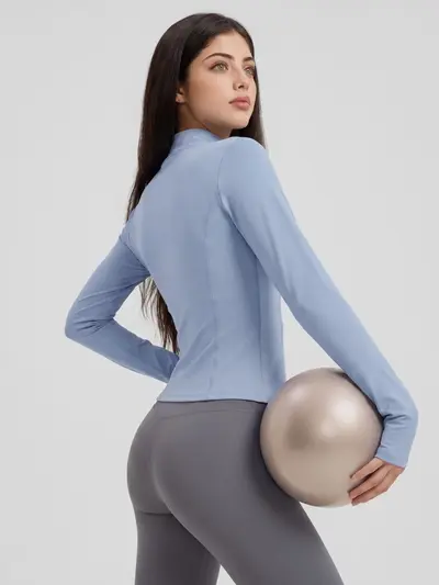 Kadın Dar Kesim Uzun Kollu Üst ve Ceket Fitness Takımı - 3