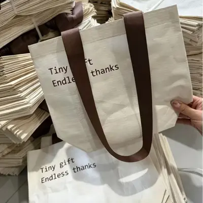 Off-White Woven Exhibition Tote Bag, Extra Large, Customizable Logo