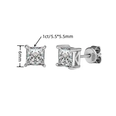Серьги для женщин из стерлингового серебра S925 с четырьмя лапками, квадратный муассанит в огранке «принцесса», простые индивидуальные серьги в европейском и американском стиле, кроссбордер Douyin
