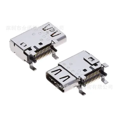 QuanTong Hassas USB3.1 Konnektörü TYPE-C Dişi Soket 24p Yan Montaj SMT Çift Kabuk Yaylı Destekli PD Hızlı Şarj