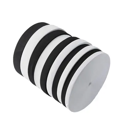 Black and White Elastic Binding Tape, Thick Flat Knitted Elastic Band - 6
