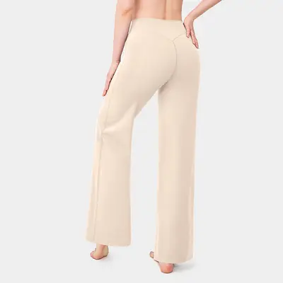 Damen Yogahose mit weitem Bein, hoher Bund, Po-Lifting, nahtlos - 10