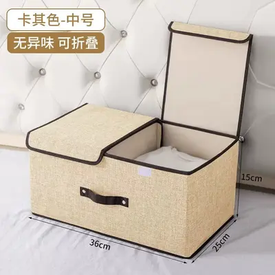 Underwear storage box, foldable, double lid - 11