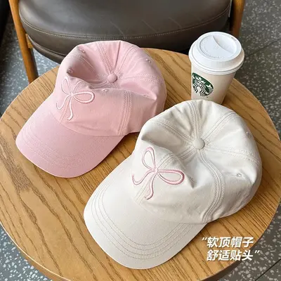 Korean style fashion soft top baseball cap for women spring comfortable versatile bow duck cap sun protection sun hat - 4