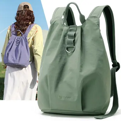 Jielangshi Damenrucksack, wasserabweisendes Nylon, schlichter Freizeitstil - 2