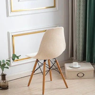 Amazon Kalın Mısır Kadifesi Eames Kabuk Sandalye Kılıfı Toz Geçirmez Aşınmaya Dayanıklı Granül Polar Kavisli Kulüp Sandalye Kılıfı - 3