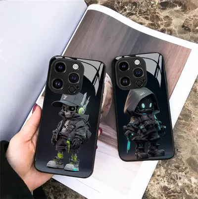 iPhone 17 Pro Max kılıfı, cyberpunk deseni, cam, trendy tasarım