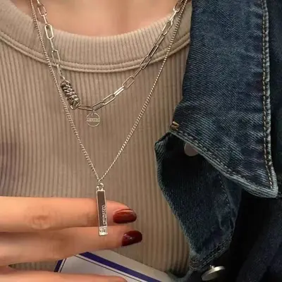 Double-layer women's necklace luxury sweater chain pendant