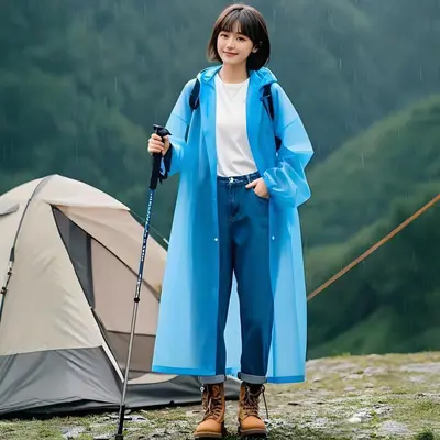Yetişkinler için tek kullanımlık yağmurluk, uzun model, unisex, yürüyüş ve seyahat için taşınabilir, EVA siyah yağmurluk, fırtınaya dayanıklı. - 11
