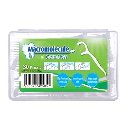 Polymer Dental Floss Picks in Box, 30 Pieces