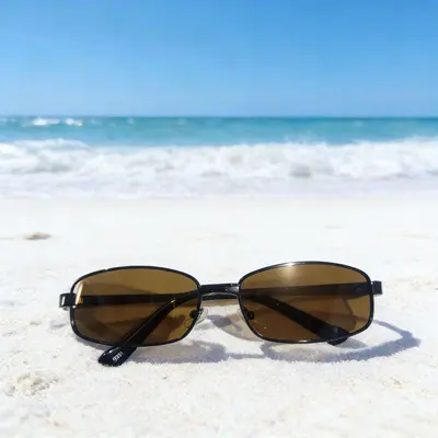 Square metal-frame sunglasses, black, for men - 7