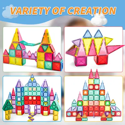 Magnetic Rods and Magnet Block Set, Early Education Toy for Children - 3