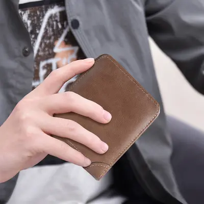 Men's Short PU Wallet with Card and Coin Compartments - 3