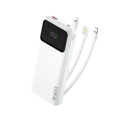 Power Bank 10000 мАч со встроенным кабелем, высокоёмкостный портативный аккумулятор с супербыстрой зарядкой, совместимый с Huawei и Apple