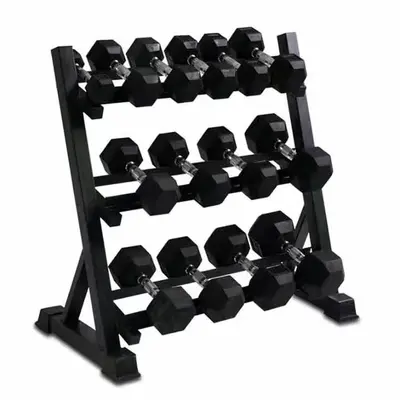 Gummierte Hex-Kurzhantel aus Vollguss-Eisen für Zuhause und Fitnessstudio