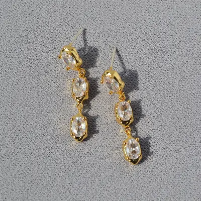 Long Rhinestone Teardrop Earrings for Women, Minimalist Design