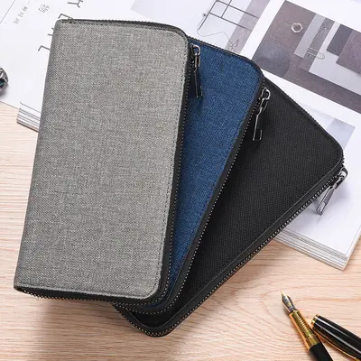 Men's Long Canvas Wallet with Zipper and Multifunctional Phone Compartment - 3