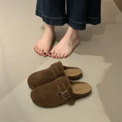 Women's Retro Mule Slippers, Slip-On, Soft Sole, Non-Slip, Closed Toe