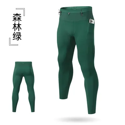 Men's Compression Tights, Quick-Dry High-Stretch Running Leggings with Pocket - 8