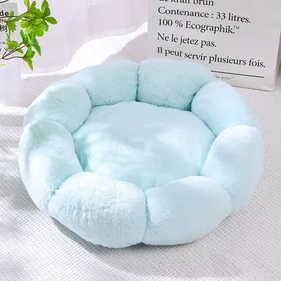 Warm Plush Round Cat Bed for Autumn and Winter, Deep Sleep Nest - 13