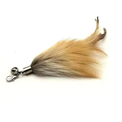 Retractable Cat Teaser Wand, Fox Fur Feather Replacement Head with Bell - 12