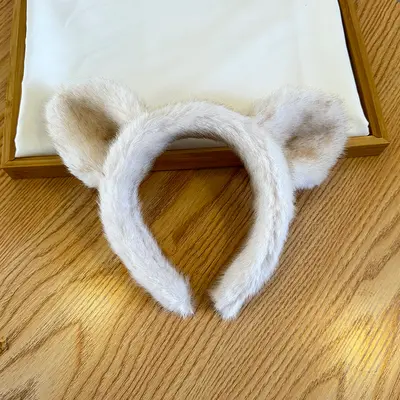 Imitation Mink Plush Headband with Bear Ears for Women - 13