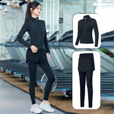 2024新款瑜伽服套装女跑步运动健身房晨跑春夏季专业速干衣健身服 - 8