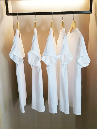 200 gr Japanese heavyweight pure cotton short sleeve unisex plain white men's blank t-shirt trend brand ins wholesale supply - 3