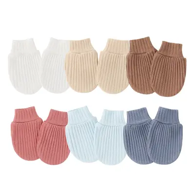 Newborn Anti-Scratch Face Gloves with Ribbed Edge and Foot Covers - 2