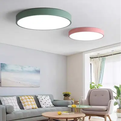 110V Round Ultra-Thin Macaron Ceiling Light for Bedroom